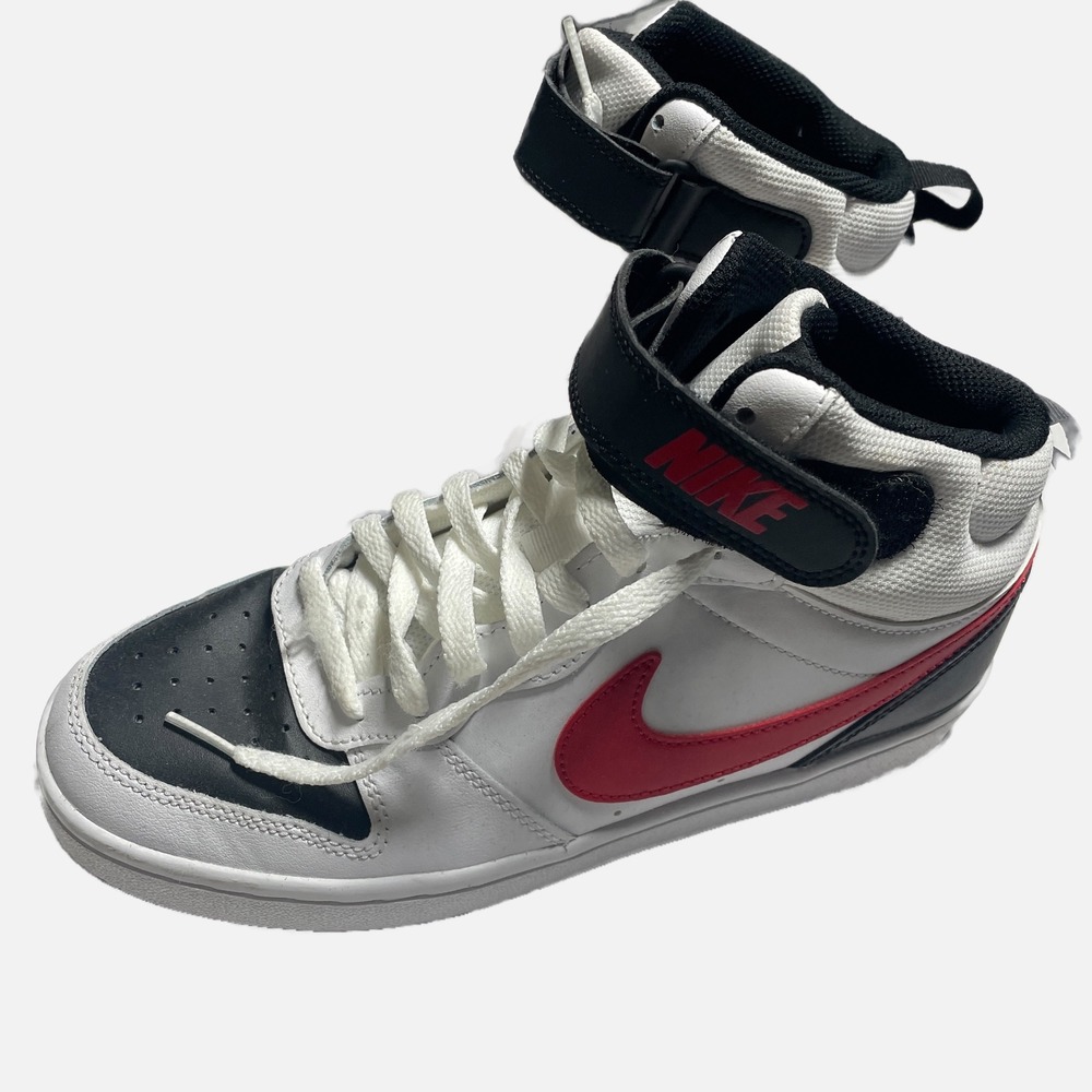 Nike Court Borough Mid 2 Kids 6.5Y White Black Red CD7782-110 High Top Sneakers‎